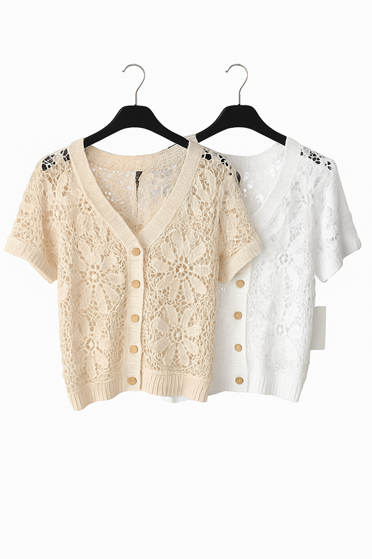 Cardigan mit Blumen-Strickmuster